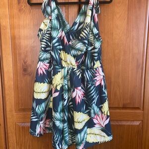 Tropical Leaf Print Dress‎